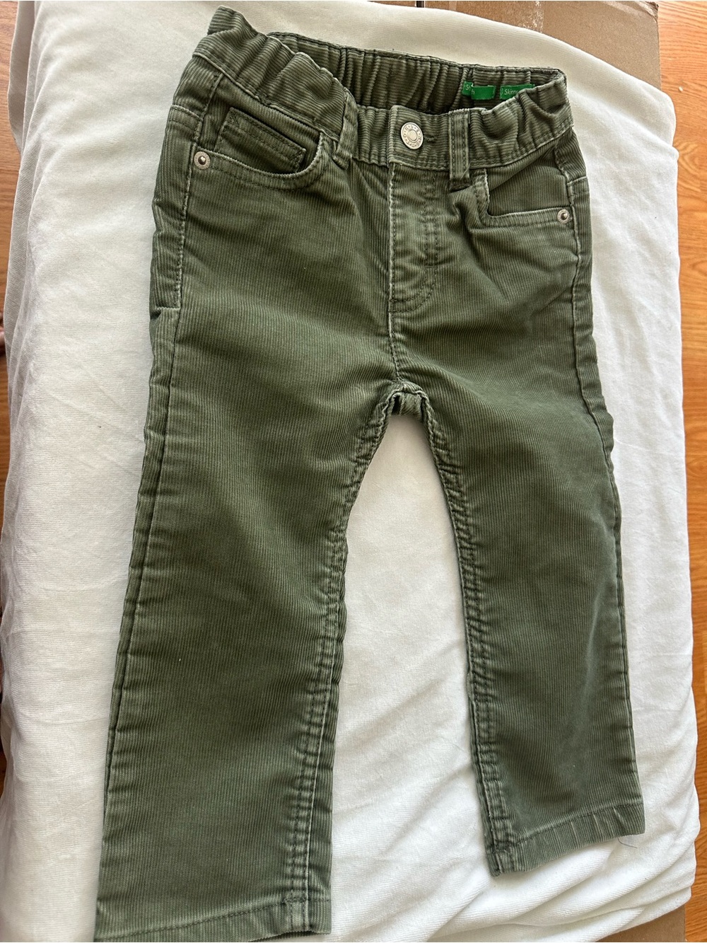 United Colors Of Benetton Olive Green Corduroy Kids Jeans